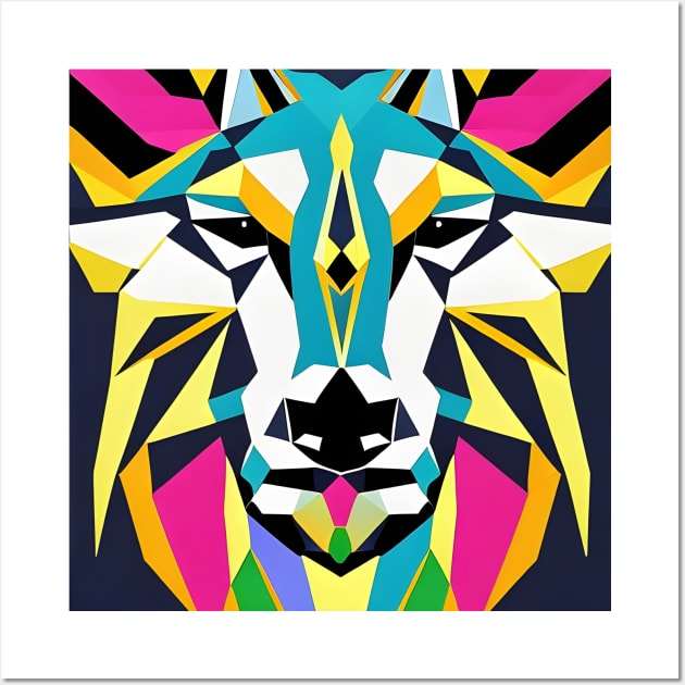 Pop Art Geometric Wolf Face Wall Art by Chance Two Designs